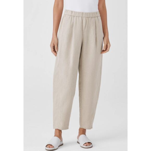 Eileen Fisher Womens Size XLarge Lantern Pant Organic Linen In Natural Ankle NEW - Picture 2 of 13